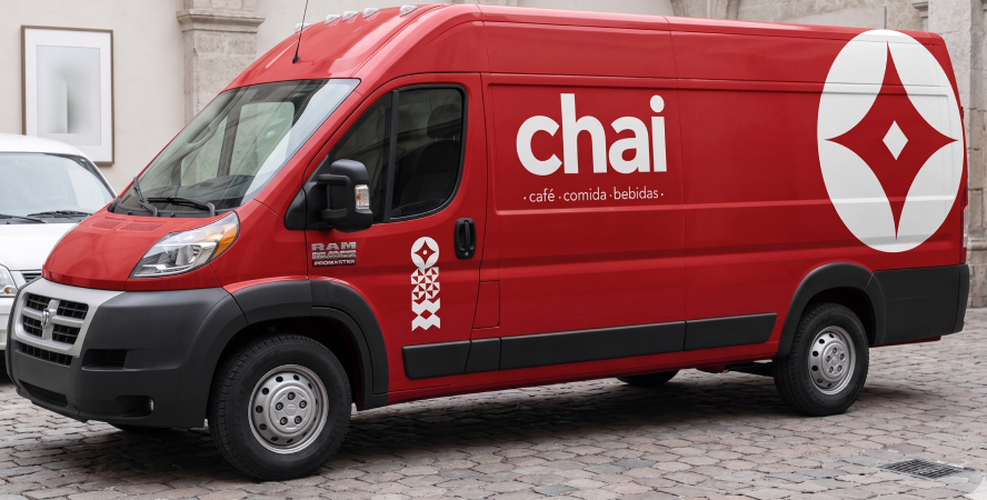 Rótulo de camioneta repartidora CHAI