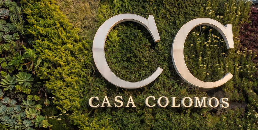 Instalación rótulo 3D Casa Colomos, sobre pared de plantas